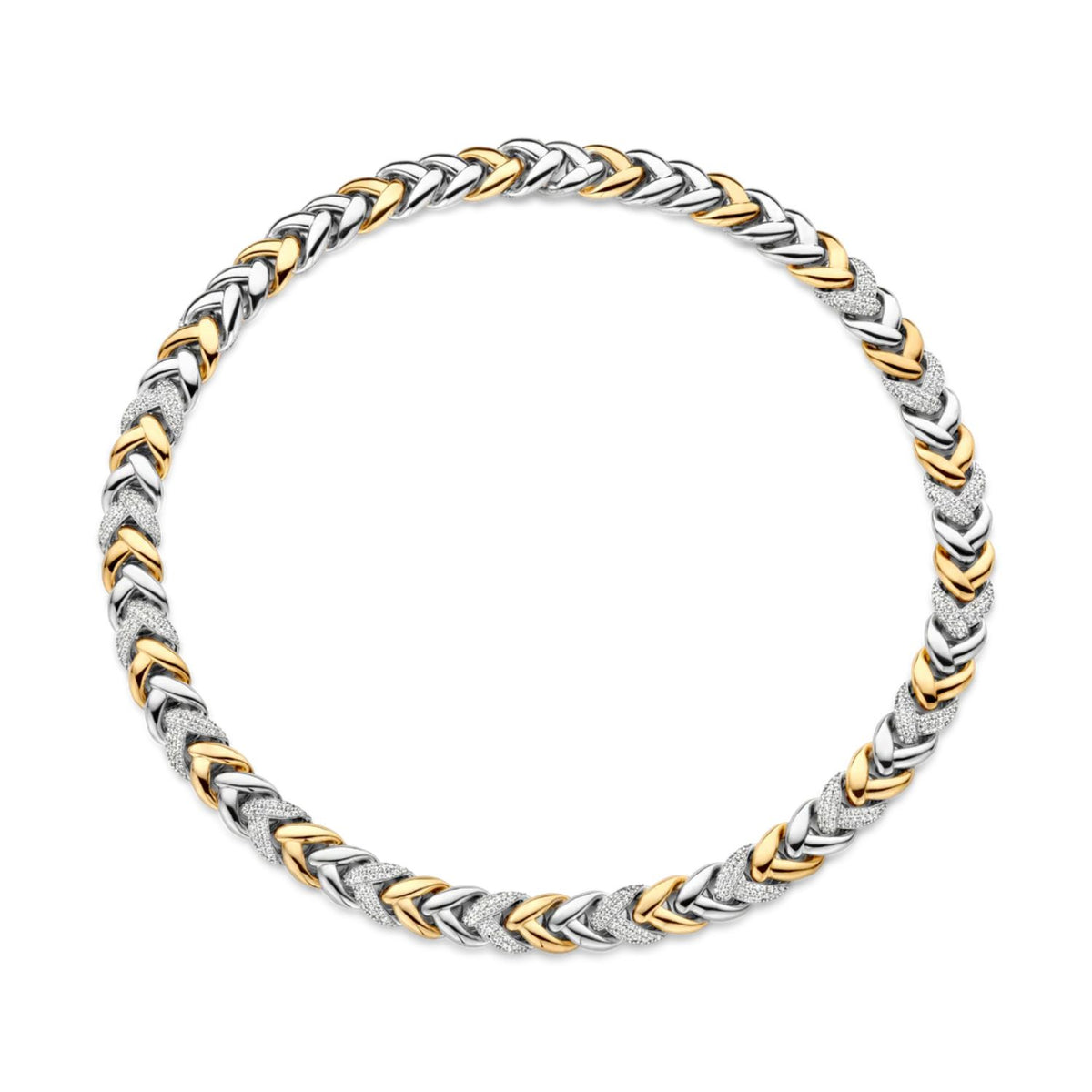 Ti Sento Yellow Gold Plaited Braided CZ Necket 3989ZY/42 - Michael Jones Jeweller
