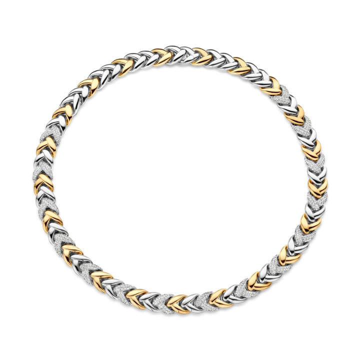 Ti Sento Yellow Gold Plaited Braided CZ Necket 3989ZY/42