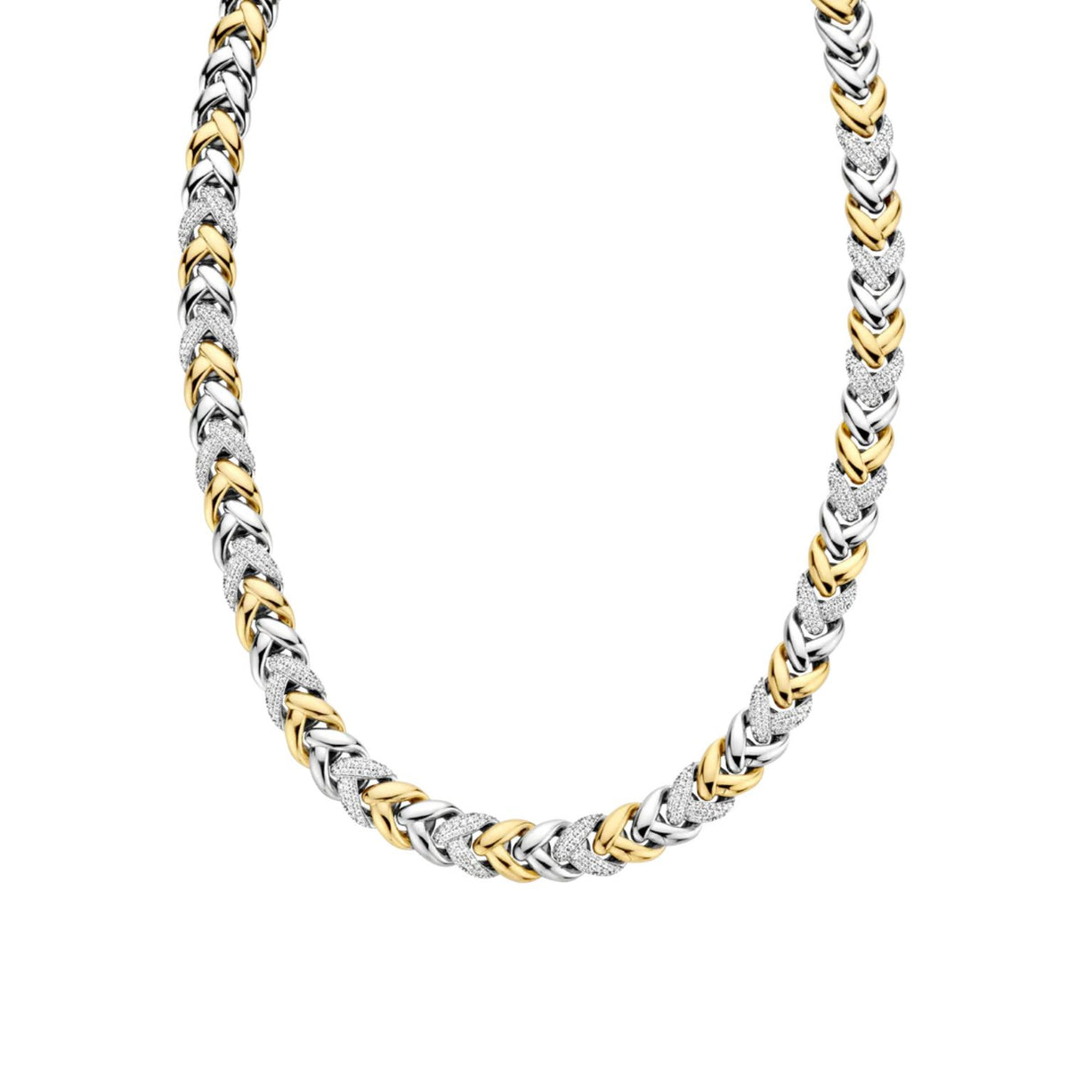 Ti Sento Yellow Gold Plaited Braided CZ Necket 3989ZY/42 - Michael Jones Jeweller