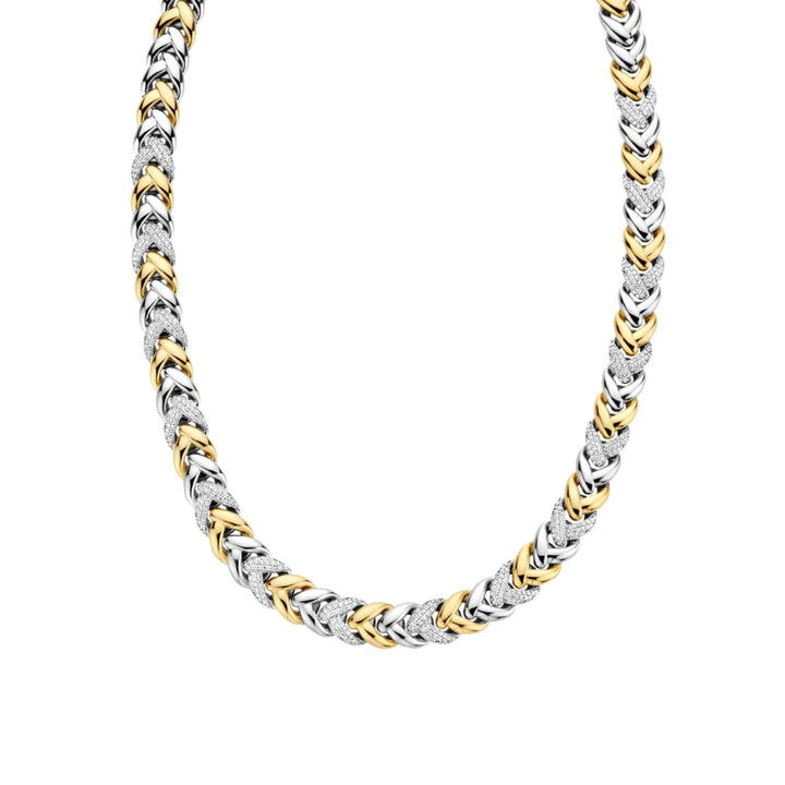 Ti Sento Yellow Gold Plaited Braided CZ Necket 3989ZY/42