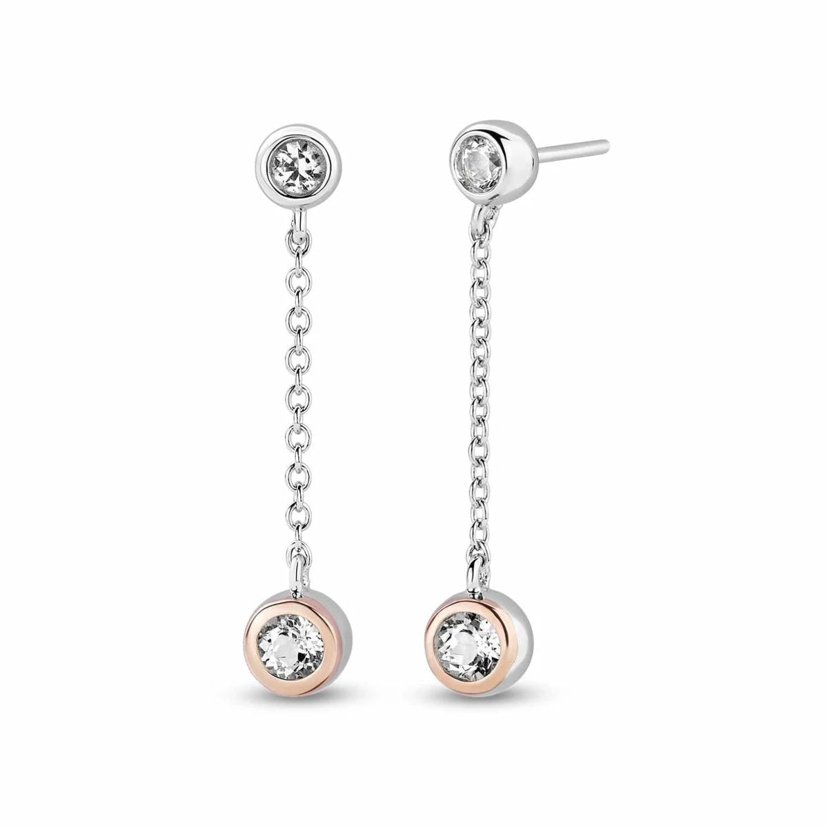 Clogau® Celebration Sterling Silver Drop Chain Earrings with Topaz 3SCEL846 - Michael Jones Jeweller