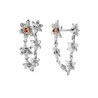 Clogau Nature's Wonder Sterling Silver Daffodil Drop-Hoop Earrings 3SDAF830 - Michael Jones Jeweller