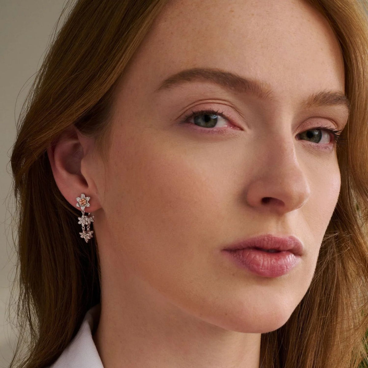 Clogau Nature's Wonder Sterling Silver Daffodil Drop-Hoop Earrings 3SDAF830 - Michael Jones Jeweller