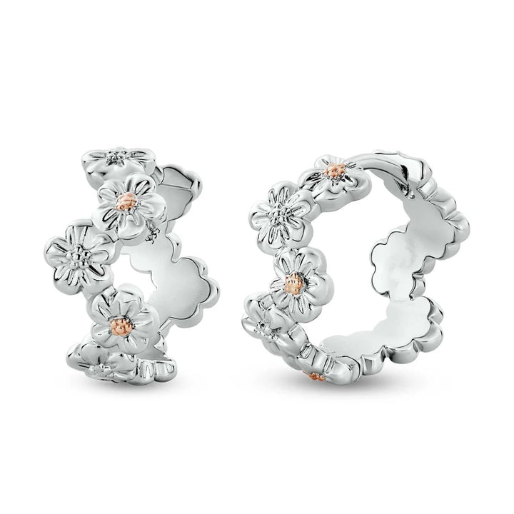 Clogau Nature's Wonder Sterling Silver Forget-Me-Not Huggie Hoop Earrings 3SFMN834