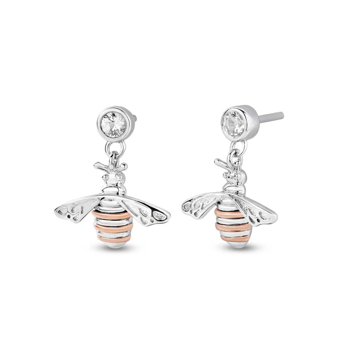Clogau Nature's Wonder Sterling Silver Honey Bee Drop Earrings with Topaz 3SHBE837