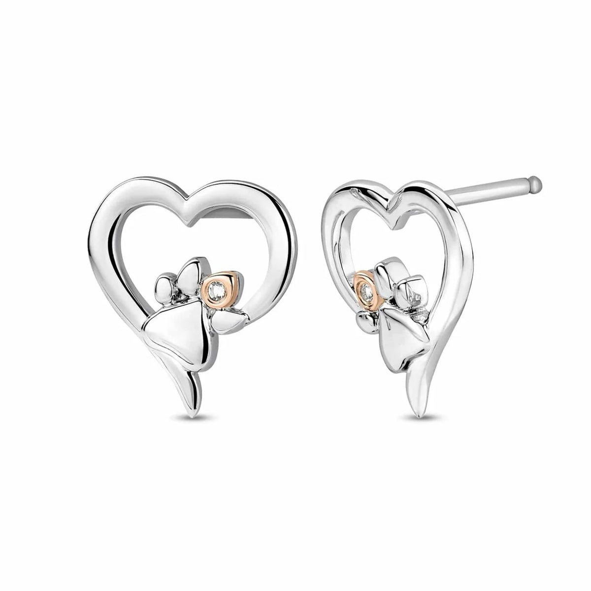 Clogau Paw Prints Sterling Silver Heart Stud Earrings with Topaz 3SPMH854 - Michael Jones Jeweller