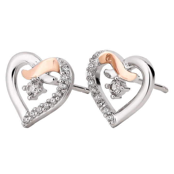 Clogau Forever Yours Sterling Silver Kiss Stud Earrings with Zircon 3SCGKSE - Michael Jones Jeweller