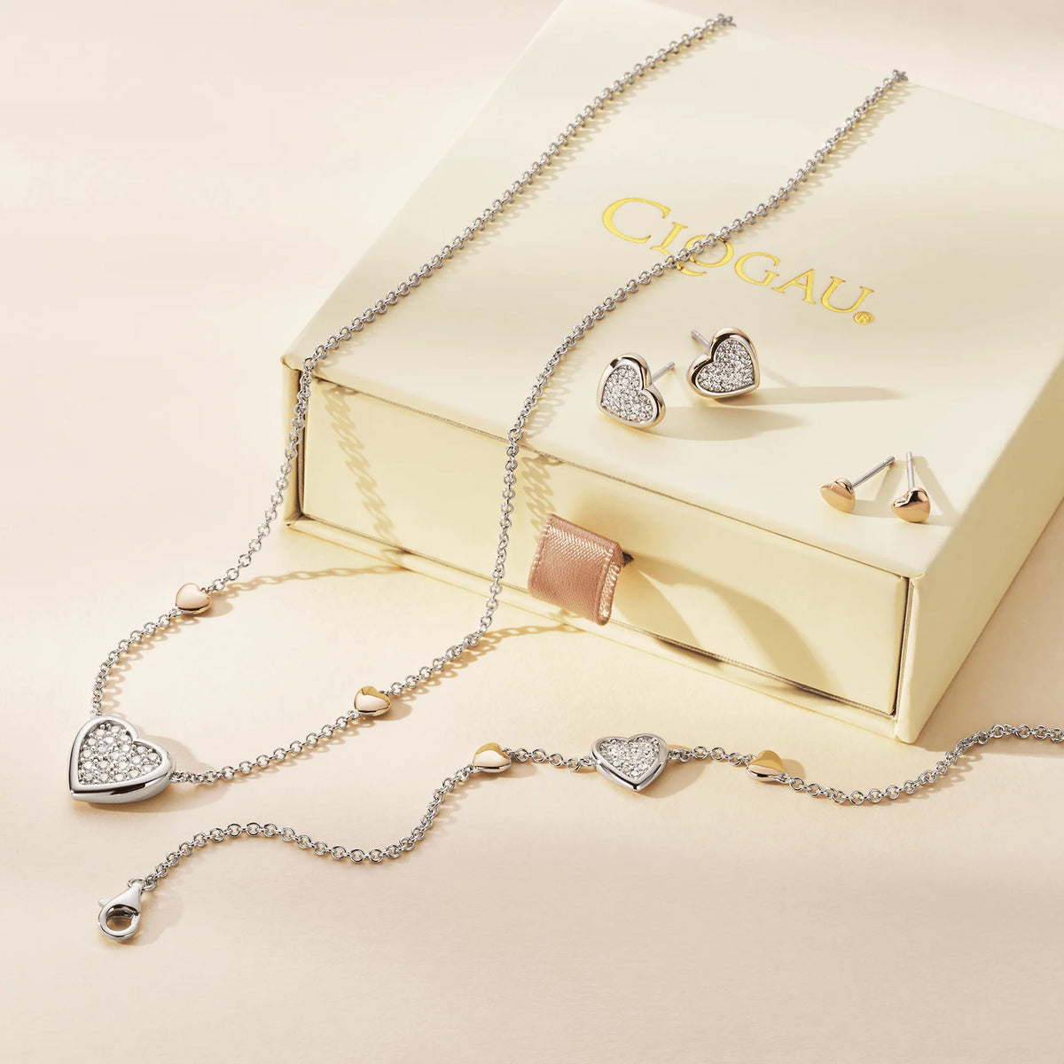 Clogau Forever Yours Sterling Silver Love Heart Necklace with Swarovski® Zirconia 3SFYO1008 - Michael Jones Jeweller