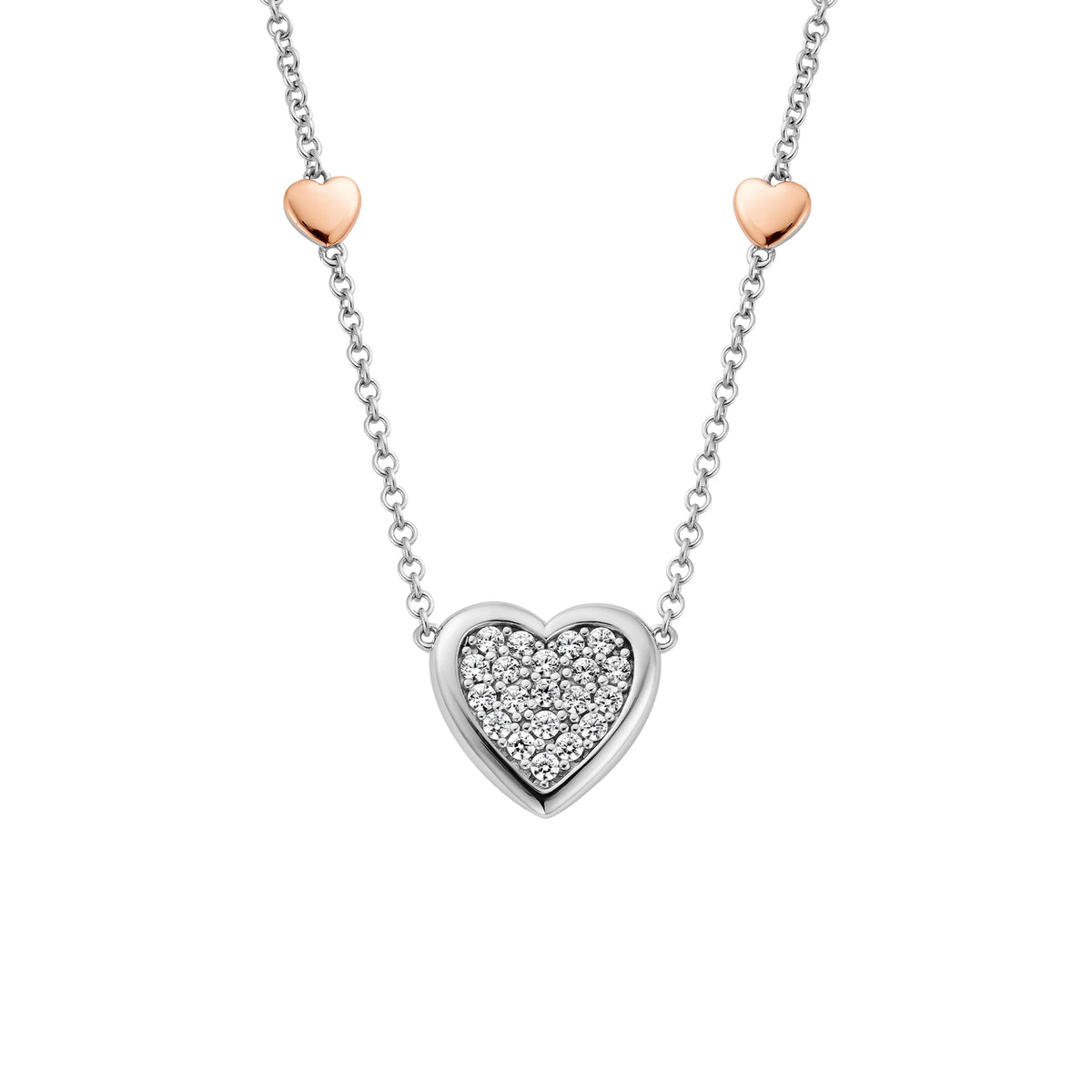 Clogau Forever Yours Sterling Silver Love Heart Necklace with Swarovski® Zirconia 3SFYO1008 - Michael Jones Jeweller