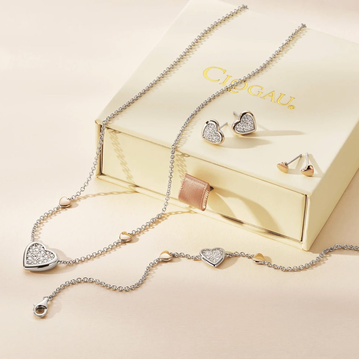 Clogau Forever Yours Sterling Silver Love Heart Earrings with Swarovski® Zirconia 3SFYO995 - Michael Jones Jeweller