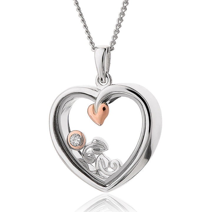 Clogau Tree of Life® Sterling Silver Inner Charm Heart Pendant with Topaz 3SICLP14 - Michael Jones Jeweller