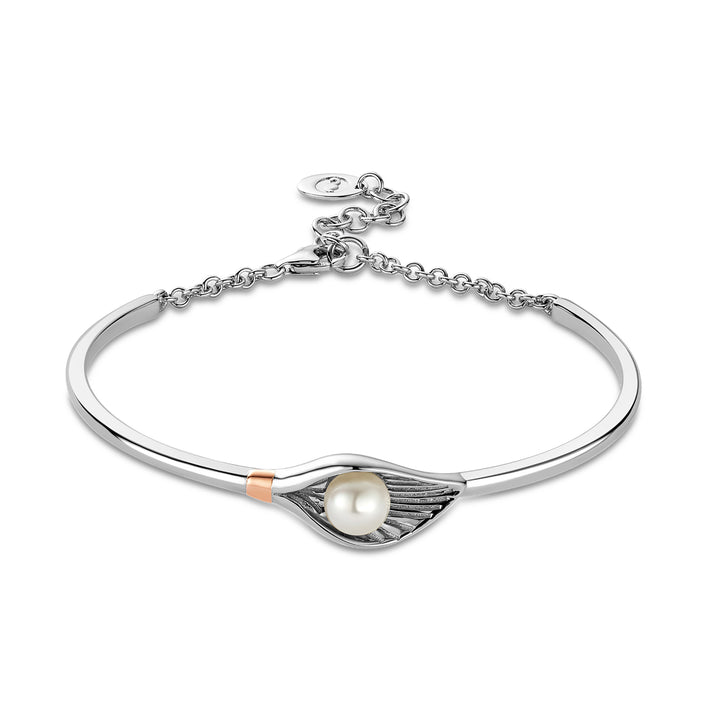 Clogau Nature's Wonder Sterling Silver Oyster Shell Banglet with Pearl 3SLYV0793