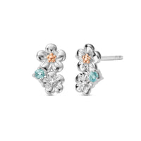 Clogau Nature's Wonder Sterling Silver Forget-Me-Not Cluster Stud Earrings with Swiss Blue Topaz 3SNWO1009 - Michael Jones Jeweller