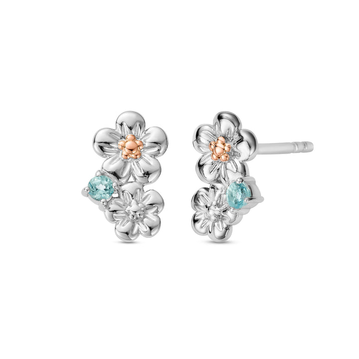 Clogau Nature's Wonder Sterling Silver Forget-Me-Not Cluster Stud Earrings with Swiss Blue Topaz 3SNWO1009