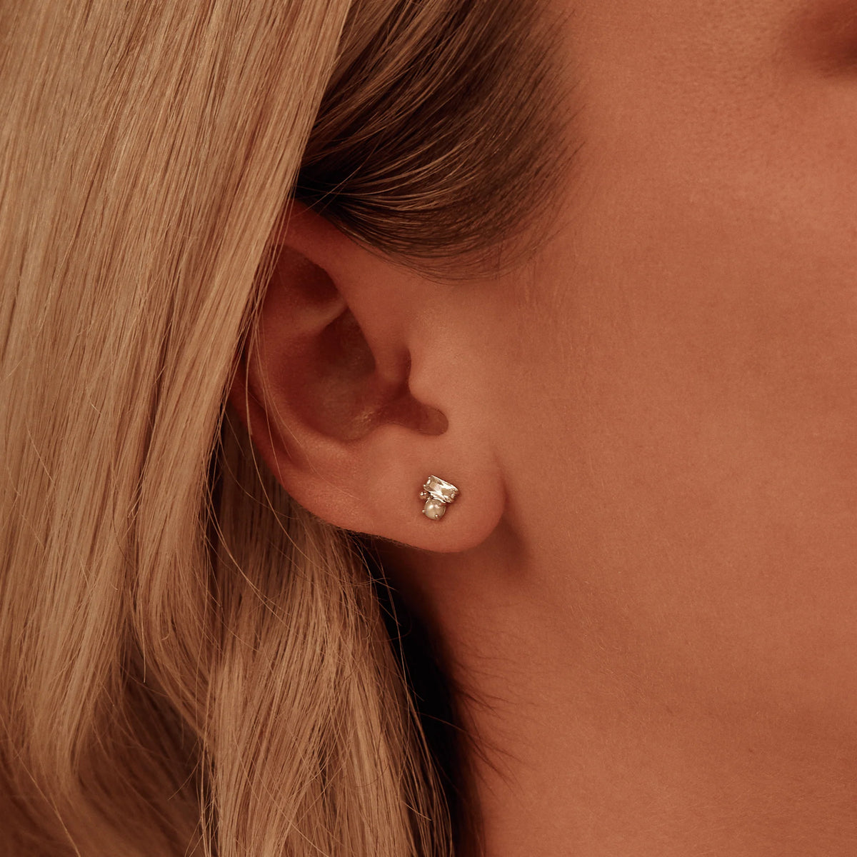 Clogau Nature's Wonder Sterling Silver Beachcomber Cluster Stud Earrings with Topaz & Pearl 3SNWO936 - Michael Jones Jeweller