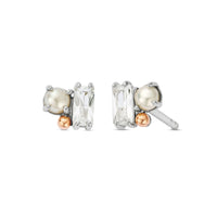 Clogau Nature's Wonder Sterling Silver Beachcomber Cluster Stud Earrings with Topaz & Pearl 3SNWO936 - Michael Jones Jeweller