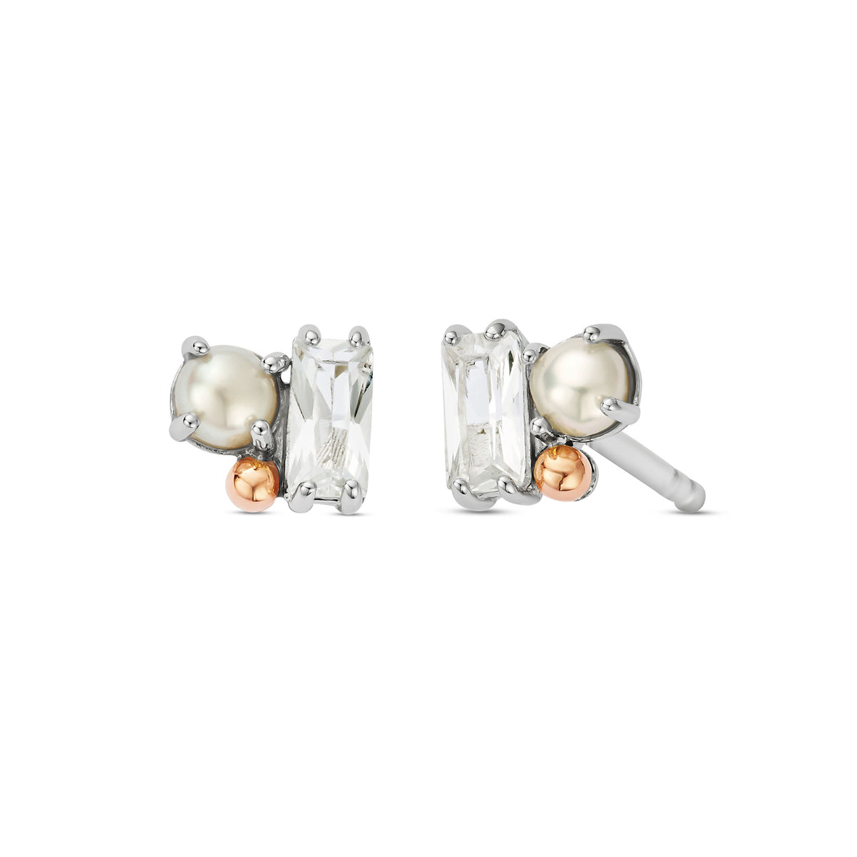 Clogau Nature's Wonder Sterling Silver Beachcomber Cluster Stud Earrings with Topaz & Pearl 3SNWO936 - Michael Jones Jeweller