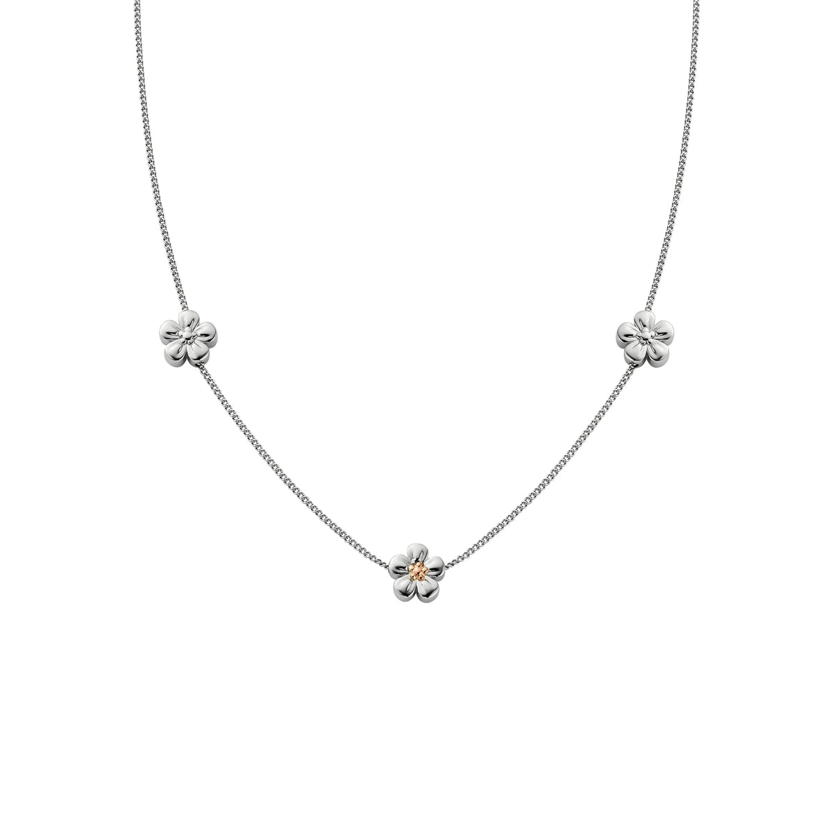 Clogau Nature's Wonder Sterling Silver Forget-Me-Not Adjustable Necklace 3SNWO960 - Michael Jones Jeweller