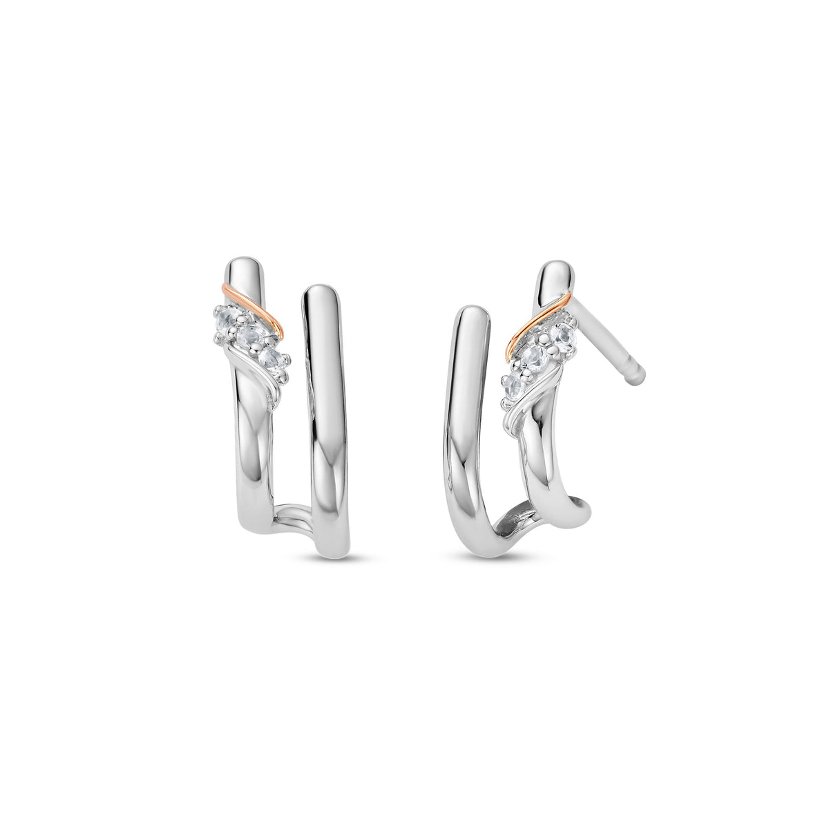 Clogau Past Present Future® Sterling Silver Curve Stud Earrings with Topaz 3SPPF964 - Michael Jones Jeweller