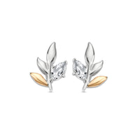 Clogau Royal Clogau® Sterling Silver Leaf Stud Earrings with Topaz 3SROY929 - Michael Jones Jeweller