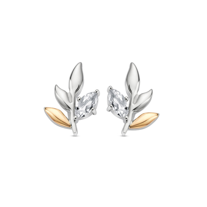 Clogau Royal Clogau® Sterling Silver Leaf Stud Earrings with Topaz 3SROY929