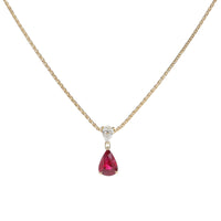 Ruby and Diamond 18ct Yellow Gold Pear Drop Necklace - Michael Jones Jeweller