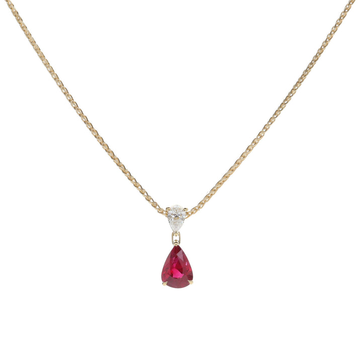 Ruby and Diamond 18ct Yellow Gold Pear Drop Necklace