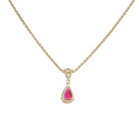 Ruby and Diamond 18ct Yellow Gold Pear Drop Necklace - Michael Jones Jeweller