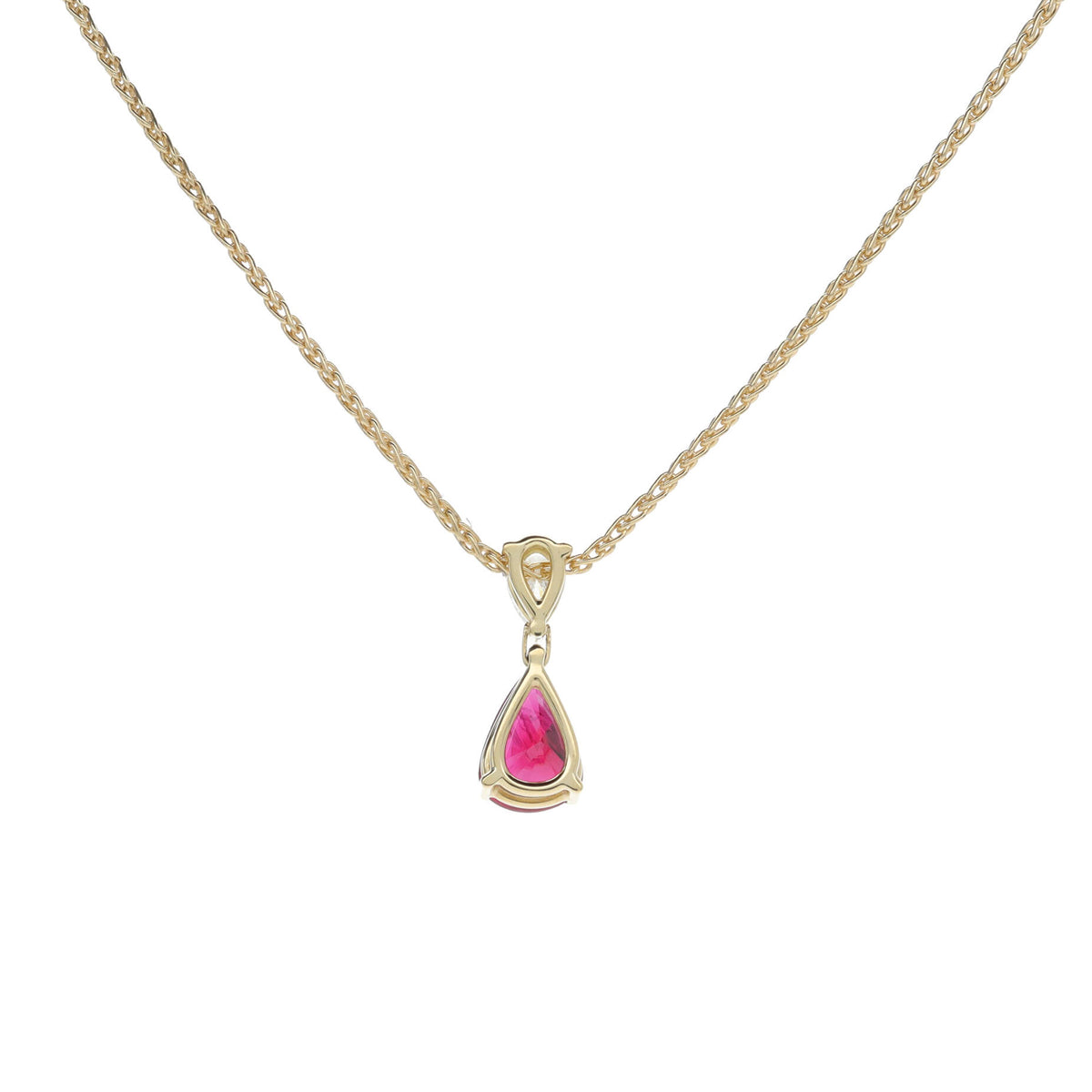Ruby and Diamond 18ct Yellow Gold Pear Drop Necklace - Michael Jones Jeweller