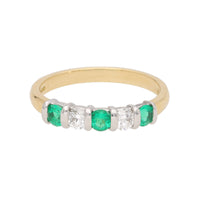 Emerald and Diamond 18ct Yellow Gold Half Eternity Ring (N) - Michael Jones Jeweller