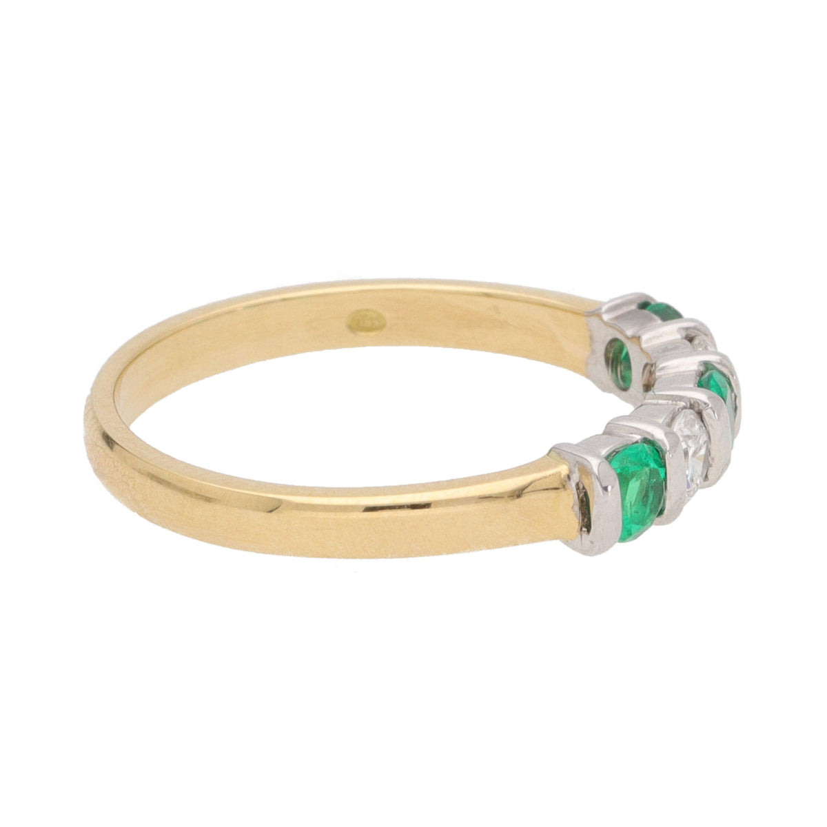 Emerald and Diamond 18ct Yellow Gold Half Eternity Ring (N) - Michael Jones Jeweller