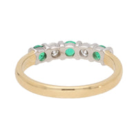 Emerald and Diamond 18ct Yellow Gold Half Eternity Ring (N) - Michael Jones Jeweller