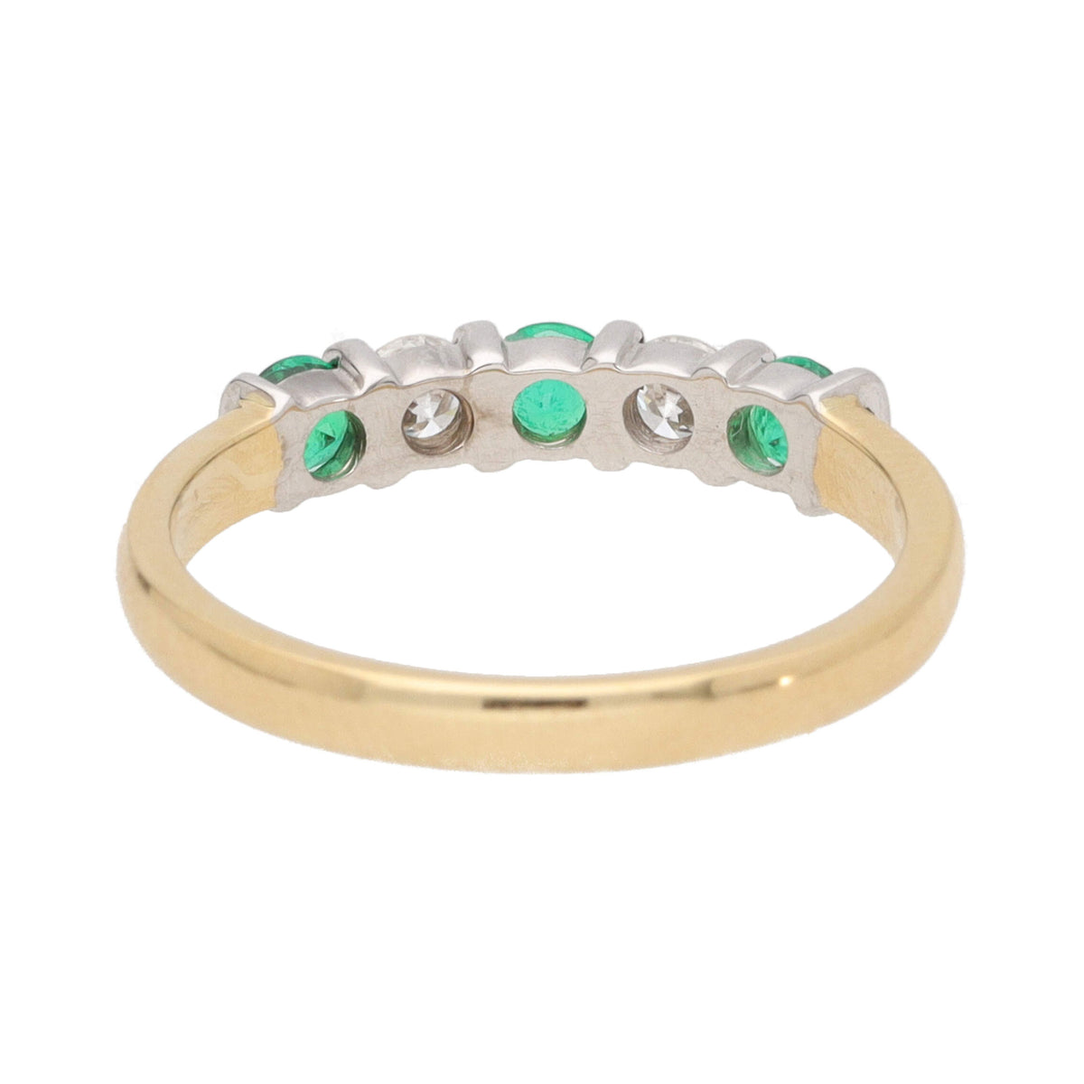 Emerald and Diamond 18ct Yellow Gold Half Eternity Ring (N) - Michael Jones Jeweller