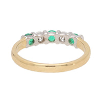 Emerald and Diamond 18ct Yellow Gold Half Eternity Ring (N)