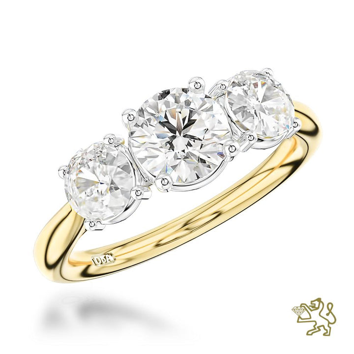 Trilogy Classic Three Stone 0.80ct G SI1 Diamond Yellow Gold/Platinum Ring