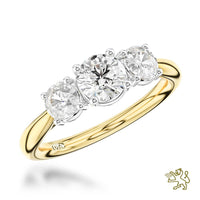 Trilogy Classic Three Stone 1.36ct G SI1 Diamond Yellow Gold/Platinum Ring - Michael Jones Jeweller