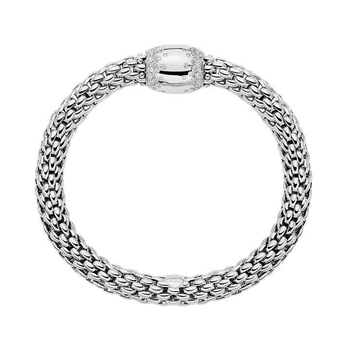 FOPE Flex'it Love Nest 18ct White Gold 1.07ct Diamond Set Bracelet Medium