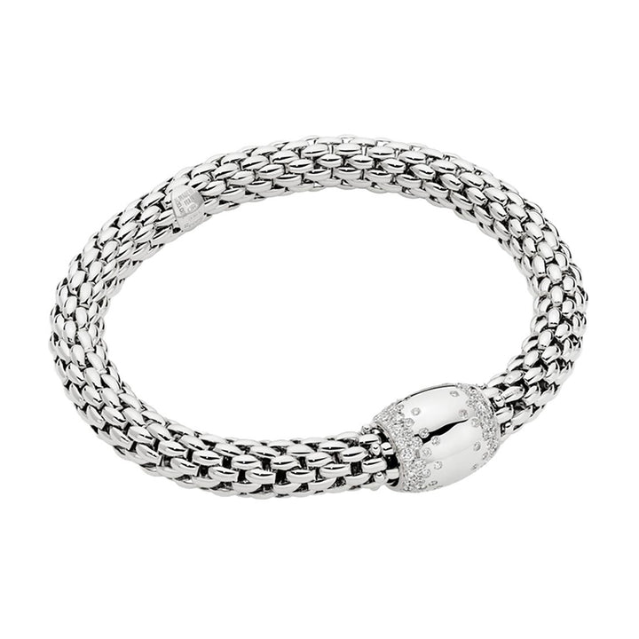 FOPE Flex'it Love Nest 18ct White Gold 1.07ct Diamond Set Bracelet Medium