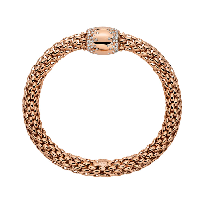 FOPE Flex'it Love Nest 18ct Rose Gold 1.07ct Diamond Set Bracelet Medium