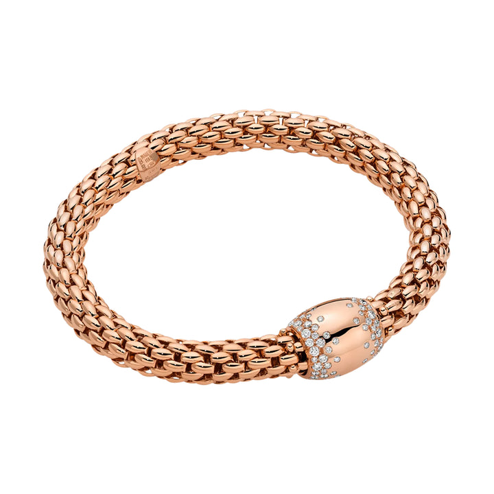 FOPE Flex'it Love Nest 18ct Rose Gold 1.07ct Diamond Set Bracelet Medium