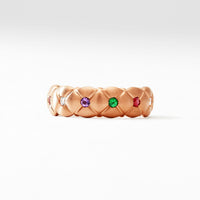 Fabergé Treillage Brushed Rose Gold & Multicoloured Gemstone Set Ring (N)