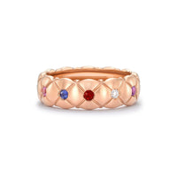 Fabergé Treillage Brushed Rose Gold & Multicoloured Gemstone Set Ring (N) - Michael Jones Jeweller