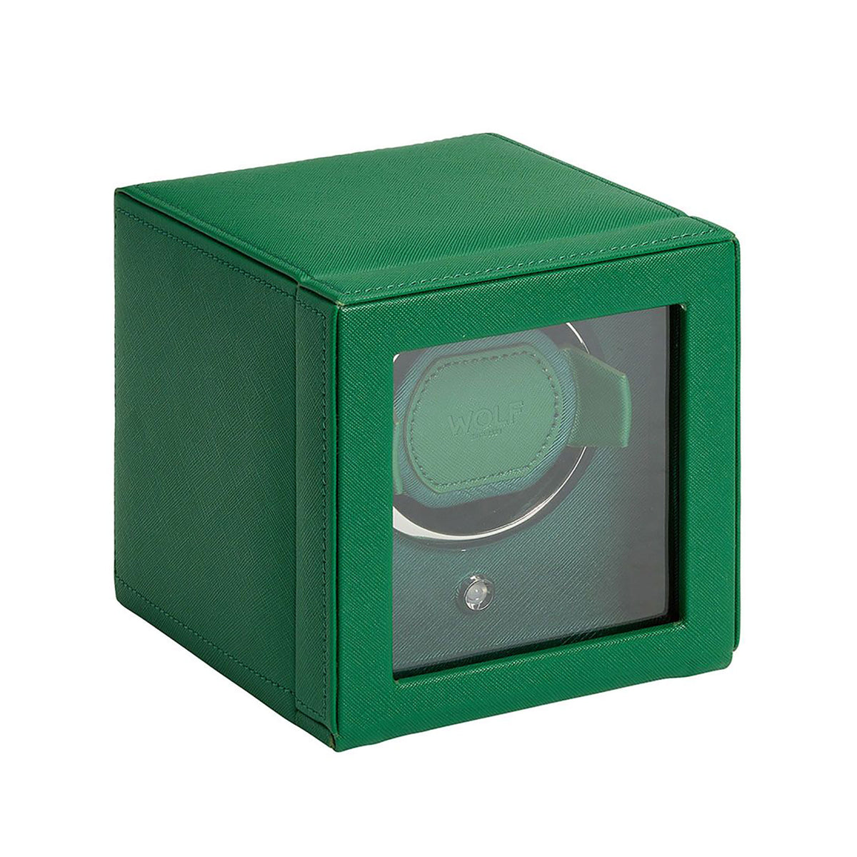 Wolf Cub Watch Winder Single Watch Green With Cover - Michael Jones Jeweller