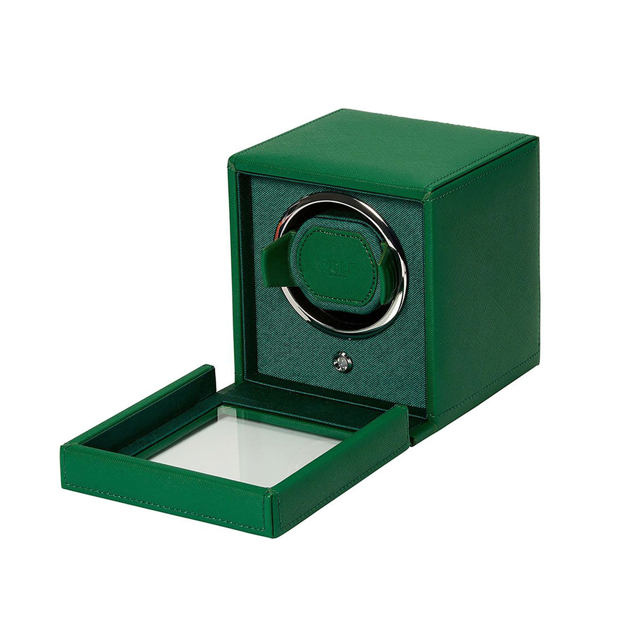 Wolf Cub Watch Winder Single Watch Green With Cover - Michael Jones Jeweller