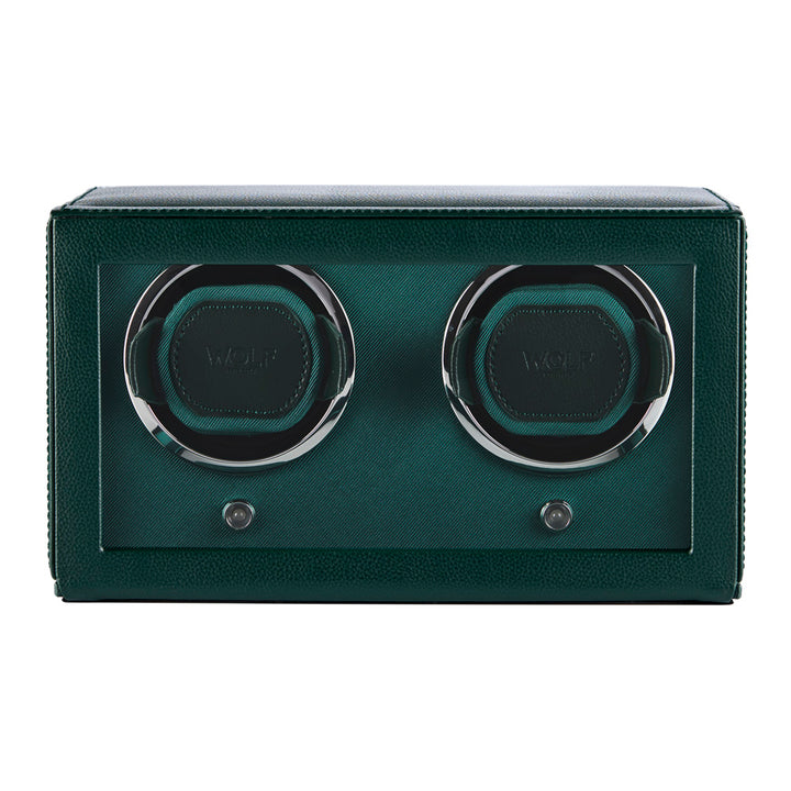 WOLF Cub Green Double Watch Winder with Cover