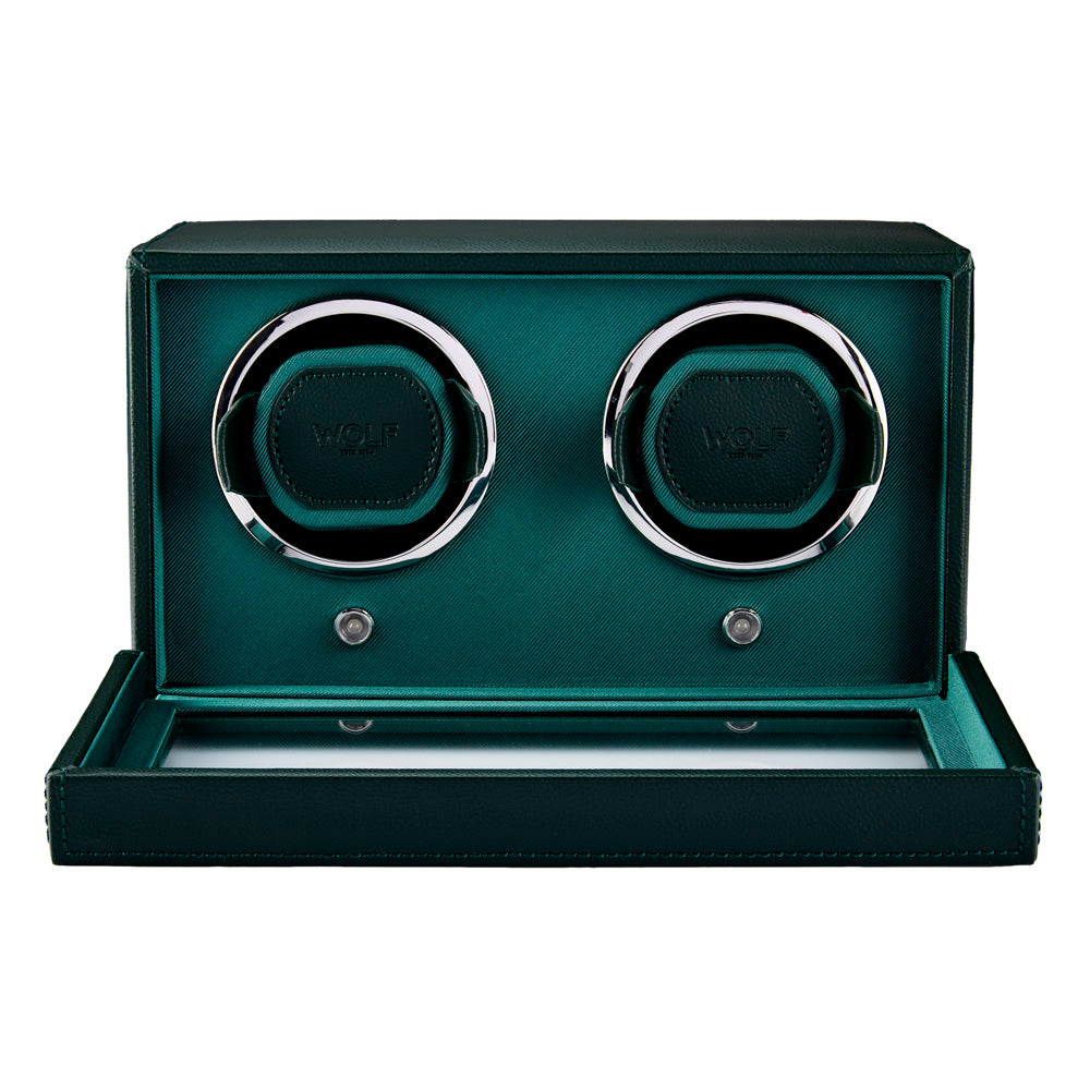 WOLF Cub Green Double Watch Winder with Cover - Michael Jones Jeweller