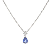 Sapphire and Diamond 18ct White Gold Pear Cut Necklace - Michael Jones Jeweller