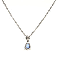 Sapphire and Diamond 18ct White Gold Pear Cut Necklace - Michael Jones Jeweller