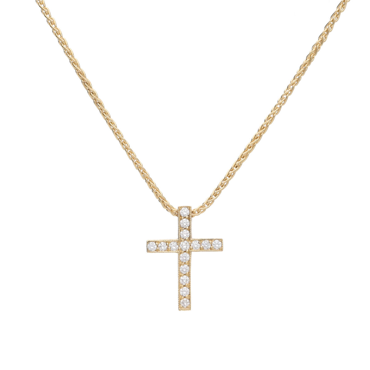 Diamond 0.12ct 18ct Yellow Gold Cross Necklace - Michael Jones Jeweller