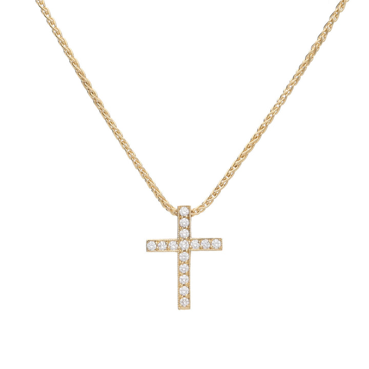 Diamond 0.12ct 18ct Yellow Gold Cross Necklace